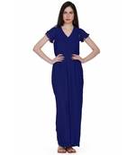 Women's Drape Georgette Party/ Casual Jumpsuit in Dark Blue