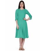 Women's Round Neck Georgette Party/ Casual Dress in Spring Green