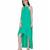 Women's Halter Neck Ruffle Drape Georgette Party/ Evening Gown in Spring Green