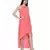 Women's Halter Neck Ruffle Drape Georgette Party/ Evening Gown in Peach