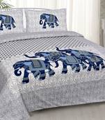 Pink City Fabrcs Unique Design Pure Cotton Jaipuri Bedsheet with 2 Pillow Cover