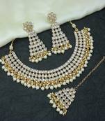 Pearl Necklace Set With Maang Tika & Earrings for Women 