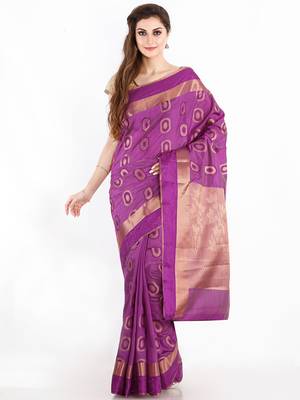 Purple Woven Design Jute Silk Saree With Blouse Piece 1