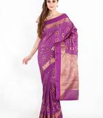 Purple Woven Design Jute Silk Saree With Blouse Piece