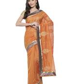 CLASSICATE from the house of The Chennai Silks  Rust Orange Viscose Rayon Embellished Banarasi Saree With Blouse Piece
