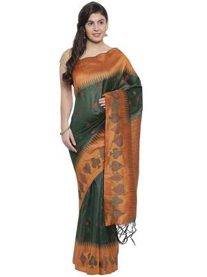 CLASSICATE from the house of The Chennai Silks  Green Embroidered Dupion Saree With Blouse Piece 1