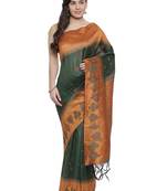 CLASSICATE from the house of The Chennai Silks  Green Embroidered Dupion Saree With Blouse Piece