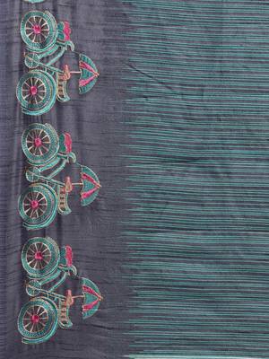 CLASSICATE from the house of The Chennai Silks  Green Embroidered DupionSaree With Blouse Piece 2