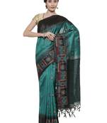 CLASSICATE from the house of The Chennai Silks  Green Embroidered Dupion Saree With Blouse Piece
