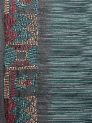 CLASSICATE from the house of The Chennai Silks  Green Embroidered Dupion Saree With Blouse Piece 2