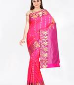 CLASSICATE from the house of The Chennai Silks  Women's Magenta Dharmavaram Silk Saree With Blouse