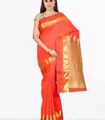 CLASSICATE from the house of The Chennai Silks  Women's Red Dharmavaram Silk Saree With Blouse