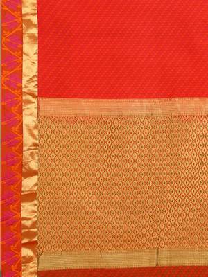 CLASSICATE from the house of The Chennai Silks  Women's Red Dharmavaram Silk Saree With Blouse 2