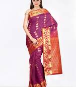 CLASSICATE from the house of The Chennai Silks  Women's Purple Dharmavaram Silk Saree With Blouse