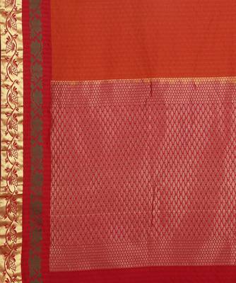 CLASSICATE from the house of The Chennai Silks  Women's Orange Dharmavaram Silk Saree With Blouse 2