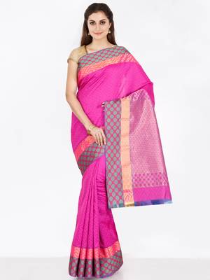 CLASSICATE from the house of The Chennai Silks  Women's Purple Dharmavaram Silk Saree With Blouse 1