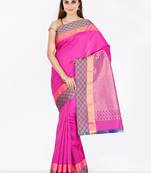 CLASSICATE from the house of The Chennai Silks  Women's Purple Dharmavaram Silk Saree With Blouse
