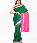 CLASSICATE from the house of The Chennai Silks  Women's Green Dharmavaram Silk Saree With Blouse