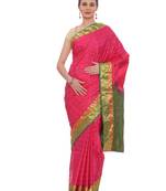 CLASSICATE from the house of The Chennai Silks  Women's Pink Dharmavaram Silk Saree With Blouse