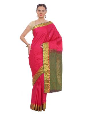 CLASSICATE from the house of The Chennai Silks  Women's Pink Dharmavaram Silk Saree With Blouse 1