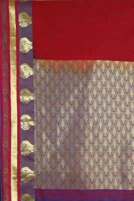 CLASSICATE from the house of The Chennai Silks  Women's Red Dharmavaram Silk Saree With Blouse 2