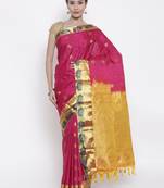 CLASSICATE from the house of The Chennai Silks  Women's Magenta Kanjivaram Silk Saree With Blouse