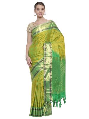 CLASSICATE from the house of The Chennai Silks  Women's Green Kanjivaram Silk Saree With Blouse 1