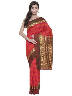 CLASSICATE from the house of The Chennai Silks  Women's Red Kanjivaram Silk Saree With Blouse 1