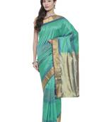 CLASSICATE from the house of The Chennai Silks  Women's Turquoise Kanjivaram Silk Saree With Blouse