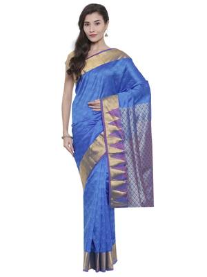 CLASSICATE from the house of The Chennai Silks  Women's Blue Kanjivaram Silk Saree With Blouse 1