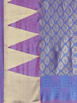CLASSICATE from the house of The Chennai Silks  Women's Blue Kanjivaram Silk Saree With Blouse 2