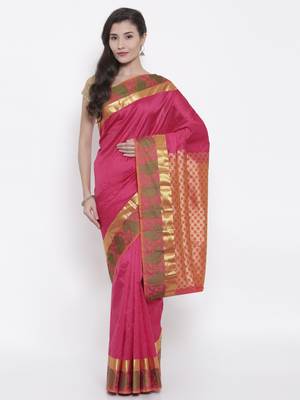 CLASSICATE from the house of The Chennai Silks  Women's Magenta Kanjivaram Silk Saree With Blouse 1