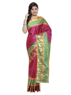 CLASSICATE from the house of The Chennai Silks  Women's Magenta Kanjivaram Silk Saree With Blouse 1