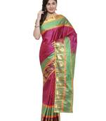 CLASSICATE from the house of The Chennai Silks  Women's Magenta Kanjivaram Silk Saree With Blouse