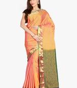 CLASSICATE from the house of The Chennai Silks  Women's Orange Kanjivaram Silk Saree With Blouse Piece