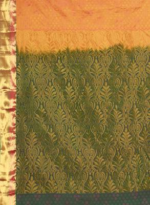CLASSICATE from the house of The Chennai Silks  Women's Orange Kanjivaram Silk Saree With Blouse Piece 4