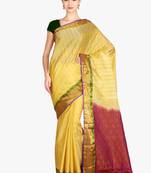 CLASSICATE from the house of The Chennai Silks  Women's Yellow Kanjivaram Silk Saree With Blouse