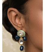 Blingtastic Blue Enamelled Kundan Earrings