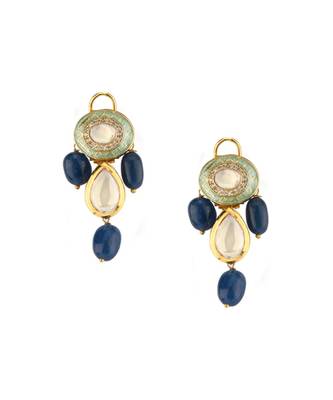 Blingtastic Blue Enamelled Kundan Earrings 2