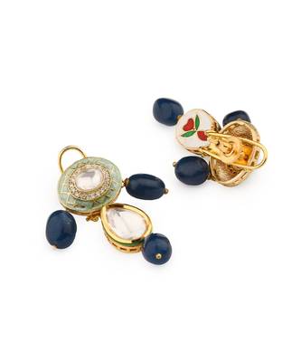 Blingtastic Blue Enamelled Kundan Earrings 3