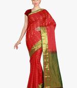CLASSICATE from the house of The Chennai Silks  Women's Red Kanjivaram Silk Saree With Blouse