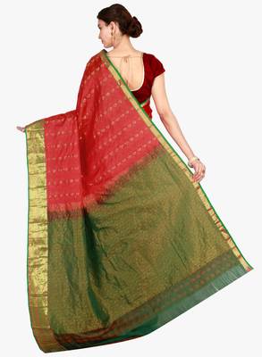 CLASSICATE from the house of The Chennai Silks  Women's Red Kanjivaram Silk Saree With Blouse 3