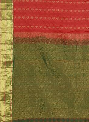 CLASSICATE from the house of The Chennai Silks  Women's Red Kanjivaram Silk Saree With Blouse 4