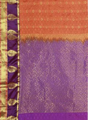 CLASSICATE from the house of The Chennai Silks  Women's Orange Kanjivaram Silk Saree With Blouse 4