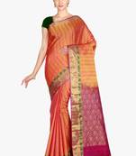 CLASSICATE from the house of The Chennai Silks  Women's Orange Kanjivaram Silk Saree With Blouse