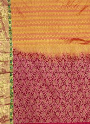 CLASSICATE from the house of The Chennai Silks  Women's Orange Kanjivaram Silk Saree With Blouse 4