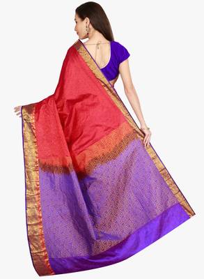 CLASSICATE from the house of The Chennai Silks  Women's Red Kanjivaram Silk Saree With Blouse 3
