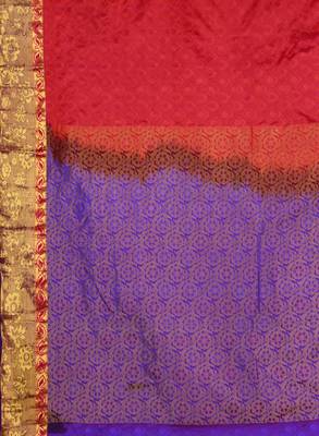 CLASSICATE from the house of The Chennai Silks  Women's Red Kanjivaram Silk Saree With Blouse 4