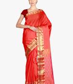 CLASSICATE from the house of The Chennai Silks  Women's Red Kanjivaram Silk Saree With Blouse