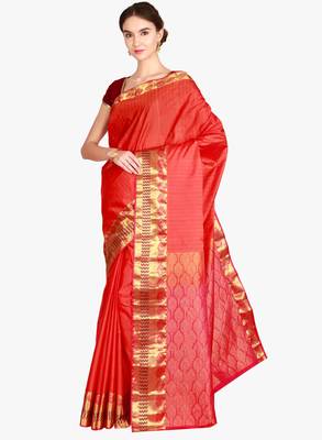 CLASSICATE from the house of The Chennai Silks  Women's Red Kanjivaram Silk Saree With Blouse 2